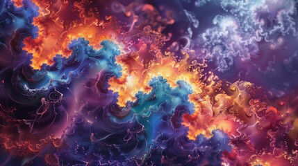 Poster - abstract fractals: colorful patterns depicting math's beauty and infinite complexity.