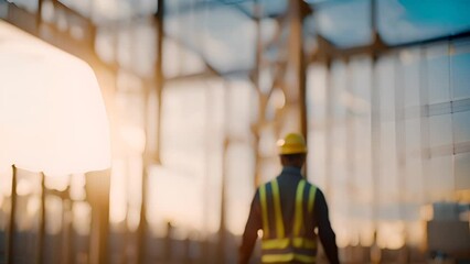 Poster - Construction Worker Standing in Front of Building Generative AI