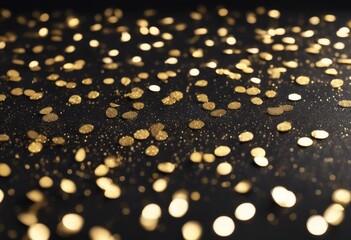 Wall Mural - 'gold design. background copyspace. confetti frame blank black place glitter. glistering sparkle shi
