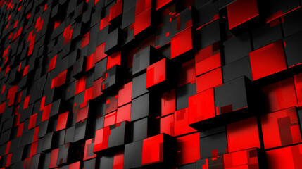 Wall Mural - A red and black background with a lot of squares. The squares are arranged in a way that creates a pattern