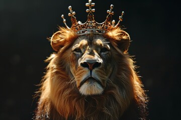 Wall Mural - A Lion With A Crown On Its Head Lion Of Judah Exuding Strength And Power