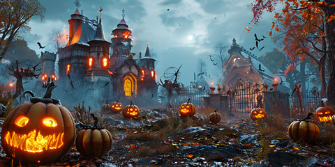 Fototapeta eerie halloween night horror background