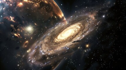 Wall Mural - exploring the cosmos ignites wonder with galaxies and stars in the dark void.