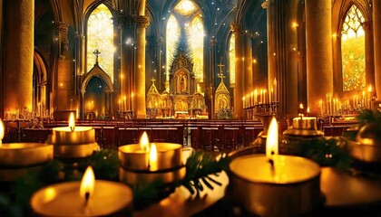 Wall Mural - candles in church of st nicholas