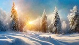 Fototapeta  - winter landscape with snow