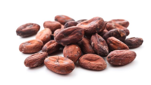 realistic cocoa beans isolated on a white background