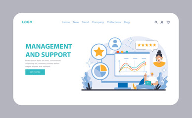 Poster - Management and support concept. Flat vector illustration.