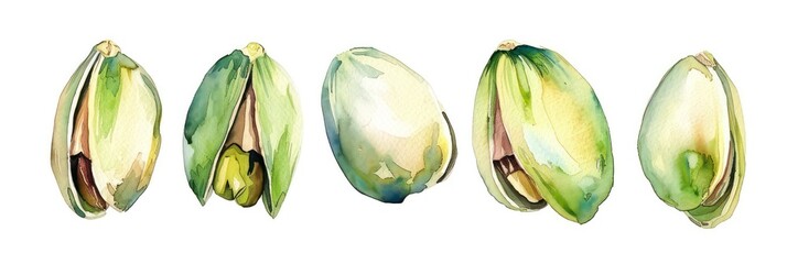 Wall Mural - pistachios watercolor style illustration on a white background
