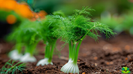 Poster - Dill plants thriving in a well-tended garden, with vibrant green leaves