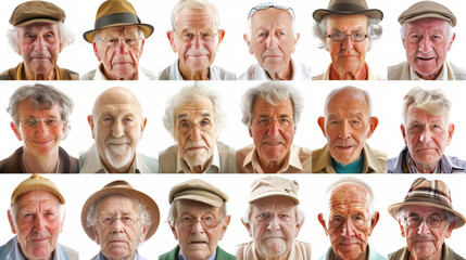 An assemblage of elderly gentlemen with varying hats gathered together