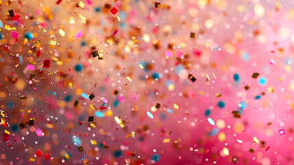 Poster - Vibrant confetti in various colors falling gently from the sky, creating a festive and joyful atmosphere