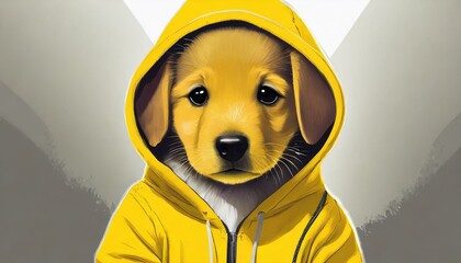 Canvas Print - Puppy wearing a yellow hoodie