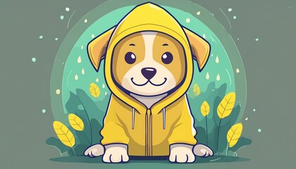 Wall Mural - Puppy wearing a yellow hoodie