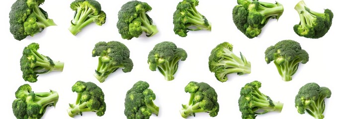 Wall Mural - broccoli set isolated on white background