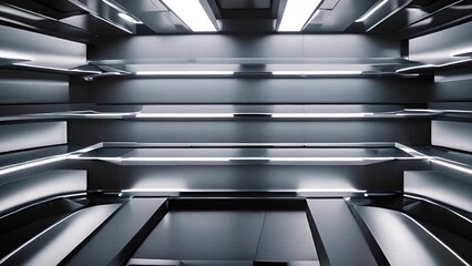 Poster - futuristic black and white room generative ai