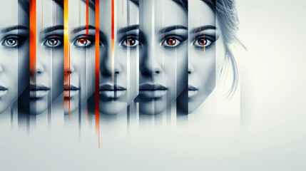 Poster - A womans face is depicted in a variety of different colors, showcasing a range of hues and tones on her features