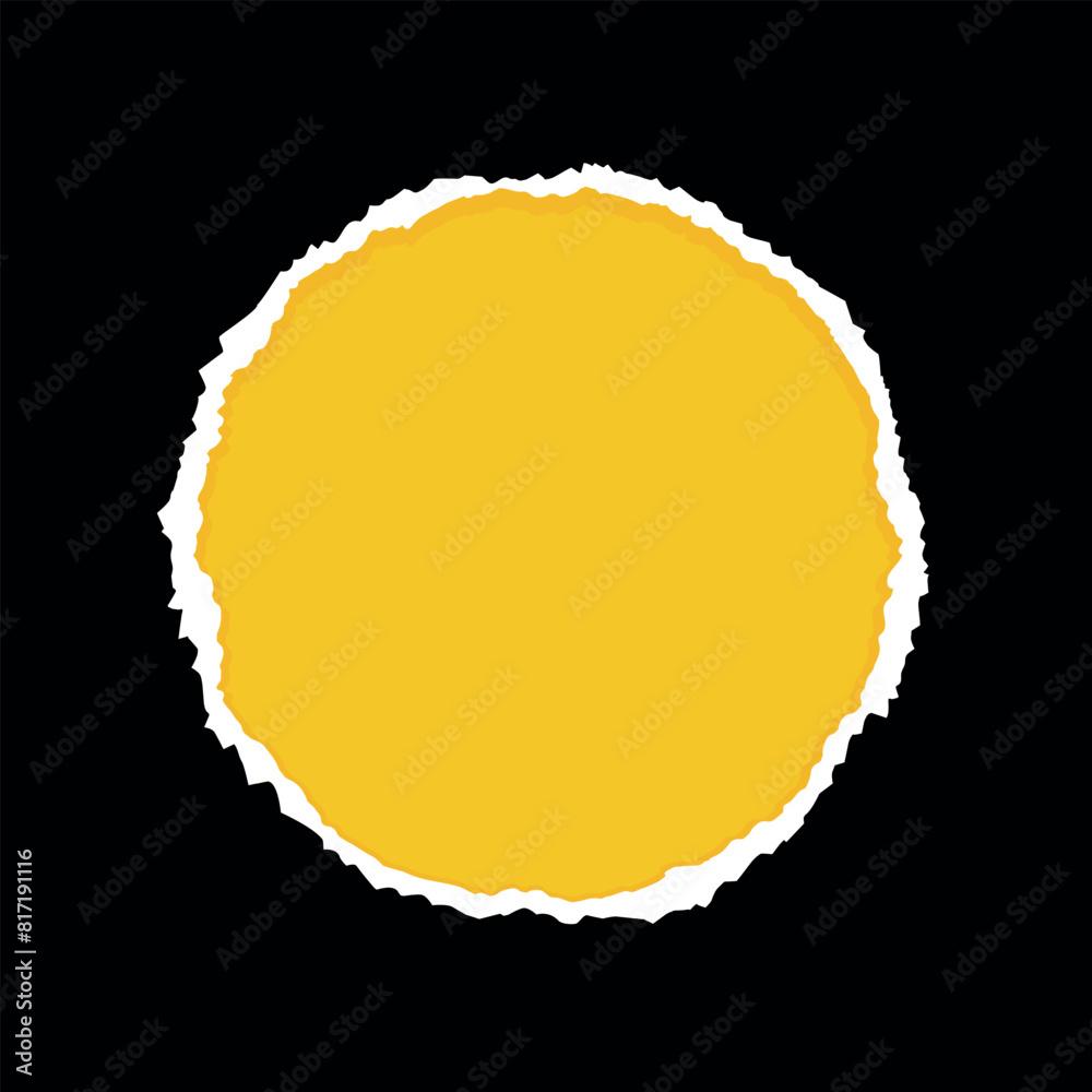 Ripped Paper Rounded Cut and torn paper round shape template with empty space for text ...