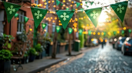 road village with saint patrick's day celebration decoration background
