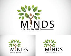 Wall Mural - health mind logo creative tree nature design concept psychology