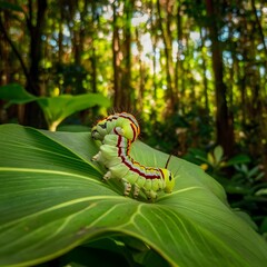 Wall Mural - caterpillar on leaf