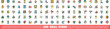 © ylivdesign - 100 skill icons set. Color line set of skill vector icons thin line color flat on white