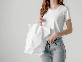 Wall Mural - white fabric shopper mockup