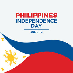 Philippines Independence Day poster vector illustration. Flag of the Philippines frame vector. Philippine flag symbol. Template for background, banner, card. June 12 every year. Important day