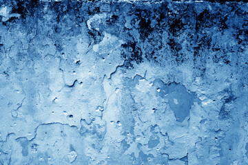 Wall Mural - Grungy dirty plaster wall with peeling paint. Blue color style.