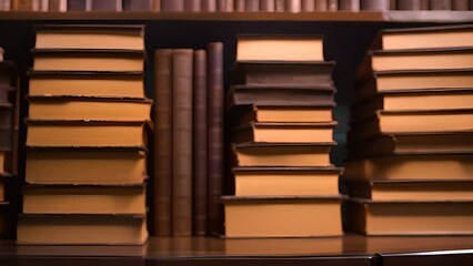 Poster - Stack of Old Books on Shelf Generative AI