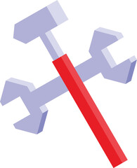 Poster - Illustration of a stylized 3d wrench and hammer crossed, representing tools or diy