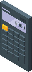 Poster - Illustration of a modern. Isometric. Digital calculator with 3d vector graphic. Suitable for finance. Mathematics. Education. And technology. With keypad and display