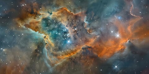 Wall Mural - the beauty of nebulae, stars, and interstellar clouds in a colorful cosmic tapestry. concept space p