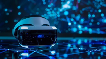 Poster - vr headset with futuristic elements offers deep gaming immersion.