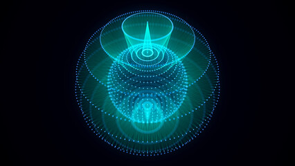Poster - blue sphere consisting of points and lines. modern wireframe elements. technology grid sphere. 3d re