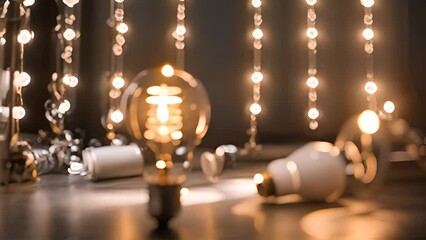 Poster - Group of Light Bulbs on Table Generative AI