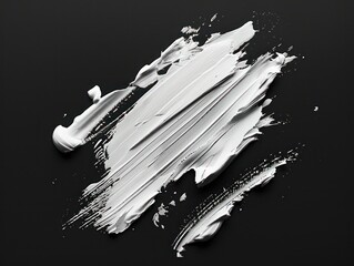 Wall Mural - white paint smear, black background