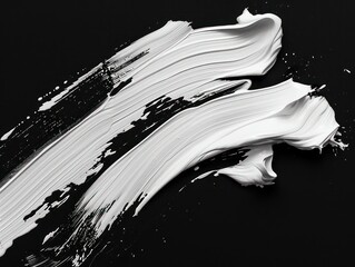 Wall Mural - white paint smear, black background