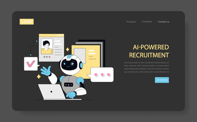 Poster - Using AI for Human Resources. Flat Vector Illustration