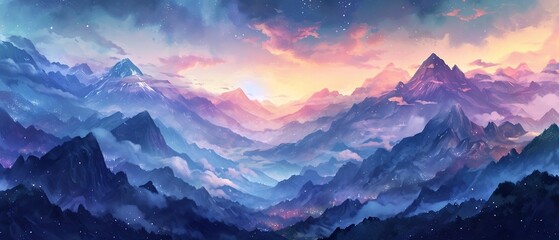 Wall Mural - sunrise in mountains