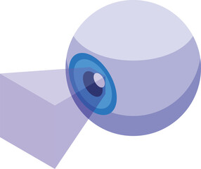 Poster - 3d render of a purple sphere and cube with dynamic shadows in an isometric view
