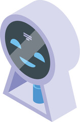 Poster - Isometric satellite dish illustration with telecommunications technology and communications industry concept in purple and blue color on futuristic space background