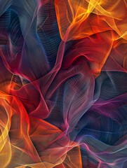 Poster - abstract digital art illustration with lines background