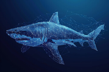Wall Mural - A blue shark is shown in a computer-generated image