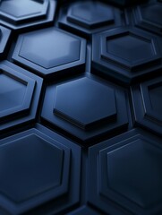 Poster - backdrop rendering 3d illustration space center radial placeholder texture background navy blue dark hexagonal three-dimensional abstract art business mobile phone concept connection