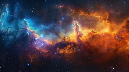 Wall Mural - Breathtaking Landscape Photo of a Colorful Space Nebula Capturing the Vibrant Beauty and  Wonders of the Cosmos