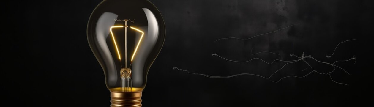  A lightbulb is depicted on a blackboard with a black background 