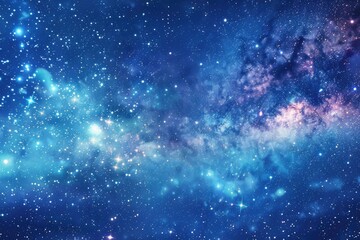 Wall Mural - Stars On Blue. Milky Way Galaxy with Stars in Night Sky as Background