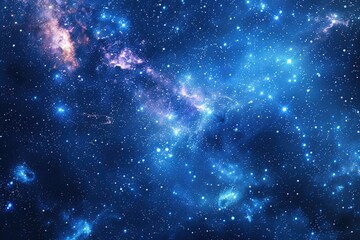 Wall Mural - Stars On Blue. Lactic Way in Milky Sky. Night Universe with Million Stars