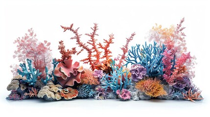 Sticker - Isolated coral reef illustration against a white background.