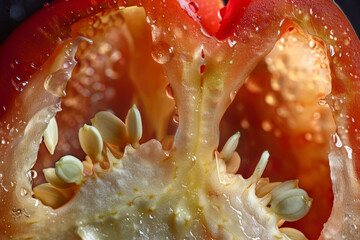 Wall Mural - A close up of a pepper with the seeds visible